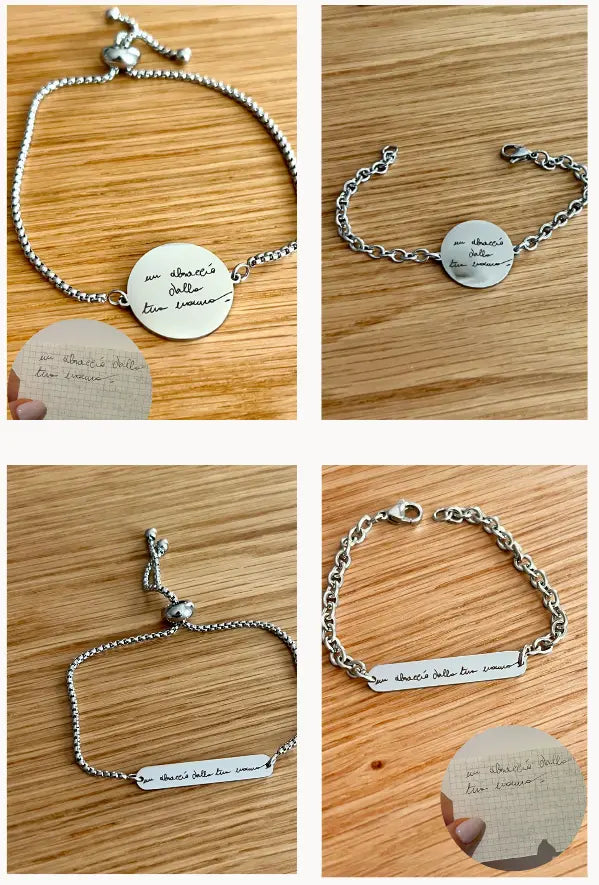Bracciale con nome personalizzato: catena Rolo in argento sterling, carattere scritto a mano - Italia Bracciale con nome personalizzato: catena Rolo in argento sterling, carattere scritto a mano - Italia