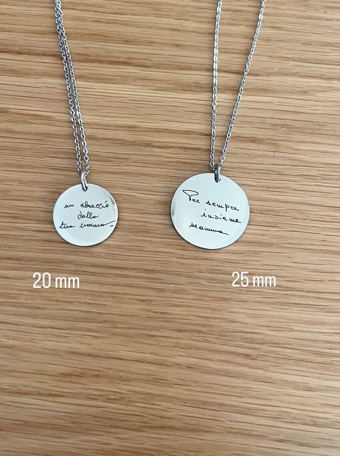 Collana con ciondolo personalizzato con dedica manoscritta