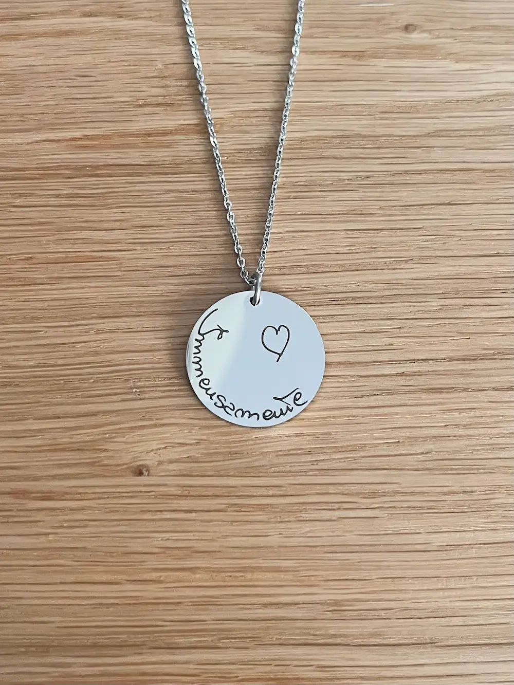 Collana con ciondolo personalizzato con dedica manoscritta