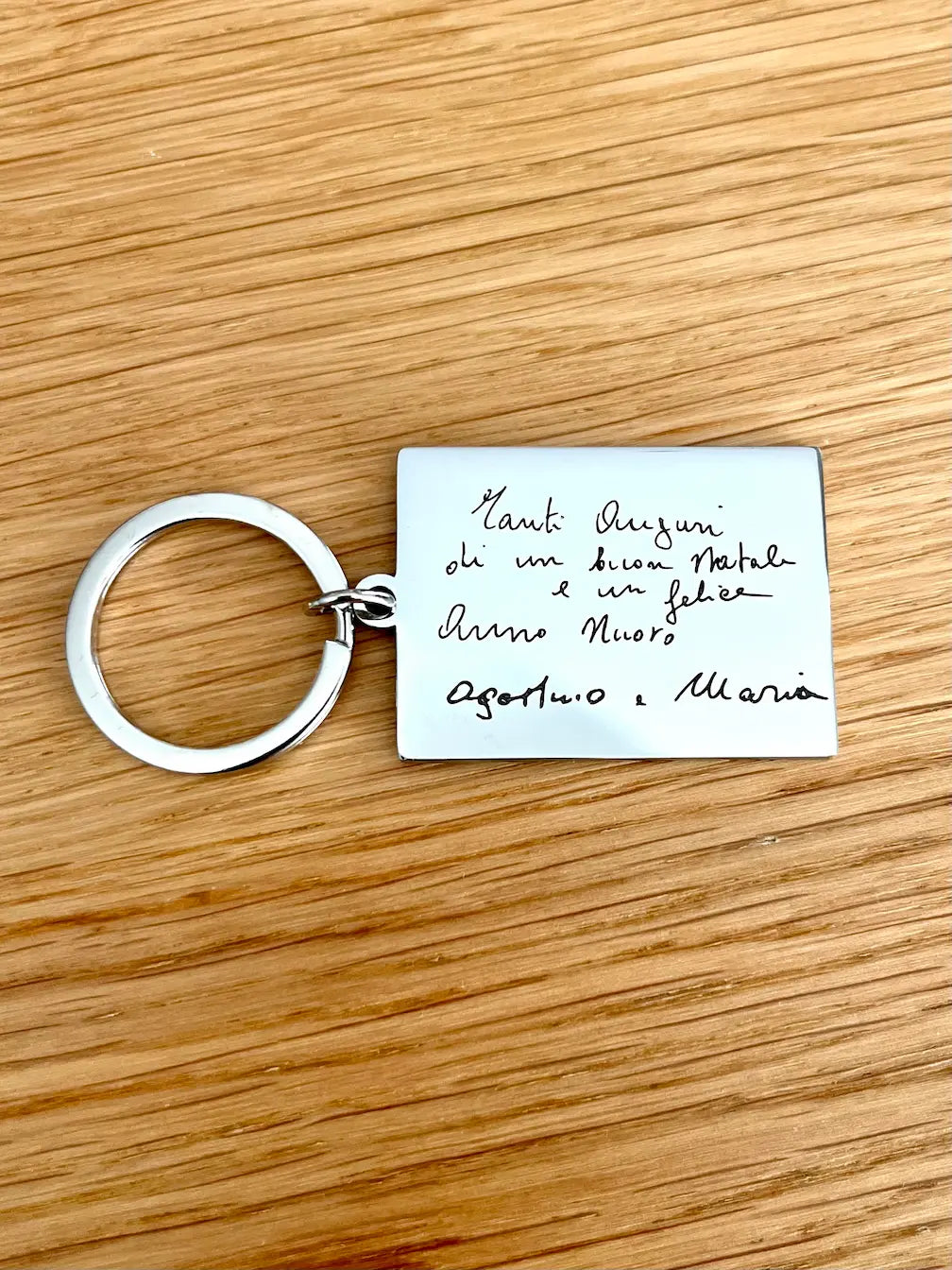 Portachiavi personalizzato inciso con calligrafia originale, regalo commemorativo in acciaio inossidabile